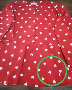 شومیز مجلسی پایین کلوش قرمز طرح قلب سفید مهرسانا سایز-4-تخفیفی