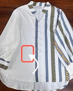 شومیز نیمه زنجیری طوسی سفید طرح راه راه سایز-3-تخفیفی