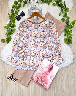 شومیز کیمونو بگ رنگی طرح خرس لوسی