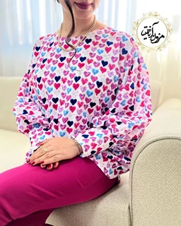 شومیز کیمونو بگ سفید طرح قلب کهکشانی 