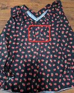 شومیز یقه خورشیدی مشکی قرمز طرح دلارز سایز-3-تخفیفی