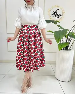 شومیز یقه پلیسه سفید طرح هیبا