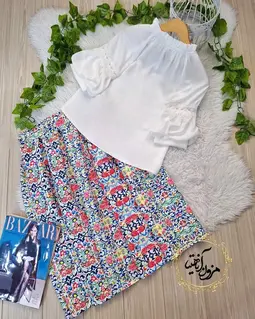 شومیز یقه پلیسه سفید طرح هیبا