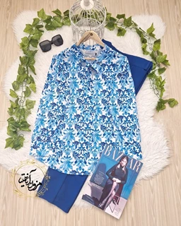 شومیز یقه کراواتی سفید طرح سنتی کاربنی نیکی
