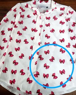 شومیز یقه کراواتی سفید طرح پاپیون سرخابی همتا سایز-2-تخفیفی