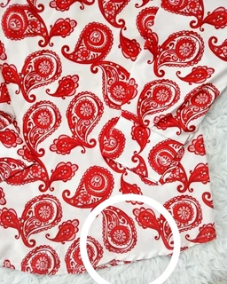 شومیز یقه کراواتی سفید قرمز طرح بته جقه سایز-3-تخفیفی