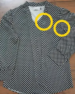 شومیز یقه کراواتی مشکی توپی سفید زمینه مشکی سایز-2-تخفیفی