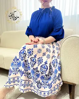 شومیز یقه پلیسه کاربنی طرح هیبا