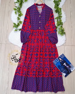 پیراهن ساحلی جلو حاشیه قرمز کاربنی طرح سنتی هدیه