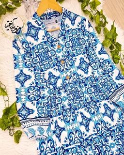 پیراهن ساحلی سفید کاربنی طرح سنتی مهلا