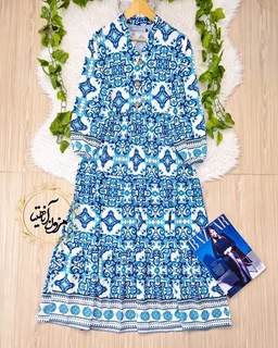 پیراهن ساحلی سفید کاربنی طرح سنتی مهلا