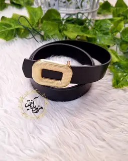 کمربند بدون دوخت مشکی طرح سگک طلایی مربع