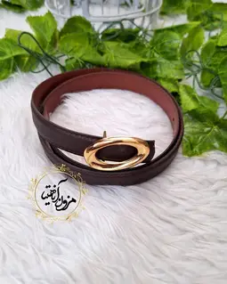 کمربند دور دوخت طرح سگک طلایی بیضی 