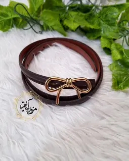 کمربند دور دوخت طرح سگک طلایی پاپیونی