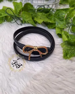 کمربند دور دوخت طرح سگک طلایی پاپیونی
