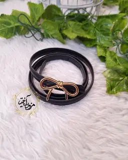 کمربند دور دوخت طرح سگک طلایی پاپیونی