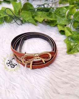 کمربند دور دوخت طرح سگک طلایی پاپیونی