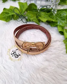 کمربند دور دوخت طرح سگک طلایی پاپیونی