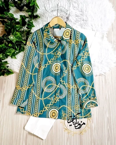 شومیز جلو دکمه سبز زمردی طرح ورساچه 