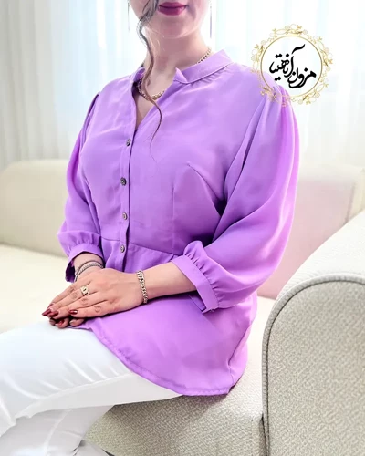 شومیز جلو دکمه یاسی طرح پایین چین گلناز