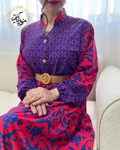 پیراهن ساحلی جلو حاشیه قرمز کاربنی طرح سنتی هدیه