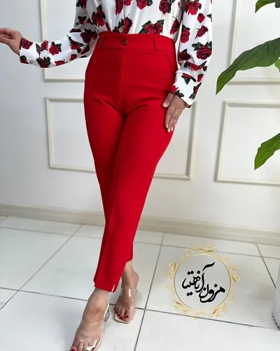 شلوار زنانه قرمز طرح آتریسا