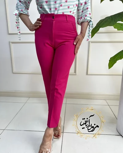 شلوار زنانه سرخابی طرح آتریسا