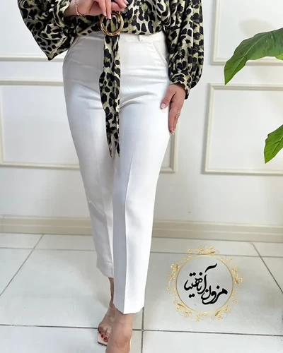 شلوار زنانه سفید طرح آتریسا