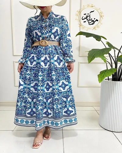 پیراهن ساحلی سفید کاربنی طرح سنتی مهلا