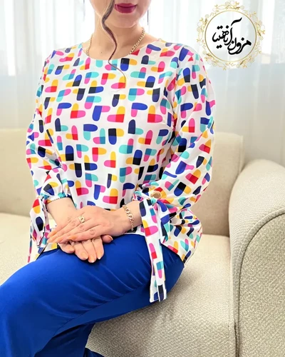 شومیز آستین واشری رنگی طرح قلبی آبنباتی