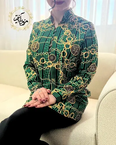 تونیک پنج دکمه سبز مشکی طرح ورساچه