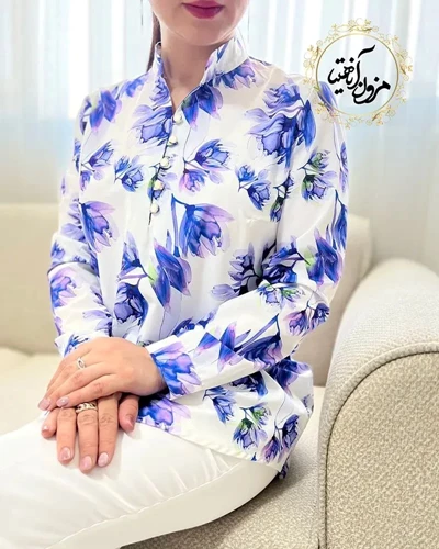 تونیک پنج دکمه شاخه آلاله بنفش سایز-4-تخفیفی