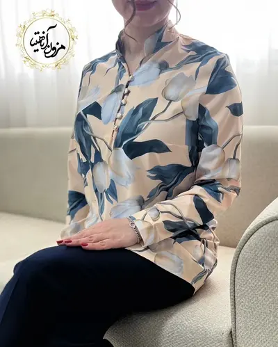 تونیک پنج دکمه کرم طرح لاله طوسی مهناز