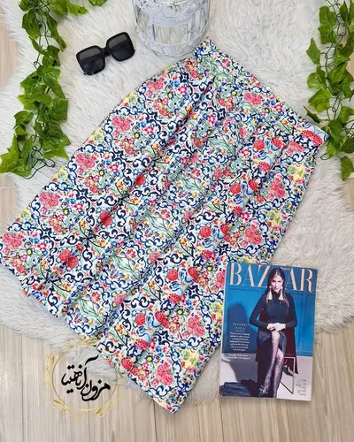 دامن پیله دار سفید طرح سنتی رنگی آرتمیس