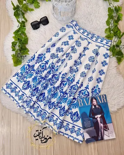 دامن پیله دار سفید طرح نیمه سنتی کاربنی اقاقیا