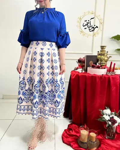 دامن پیله دار گلبهی طرح نیمه سنتی اقاقیا