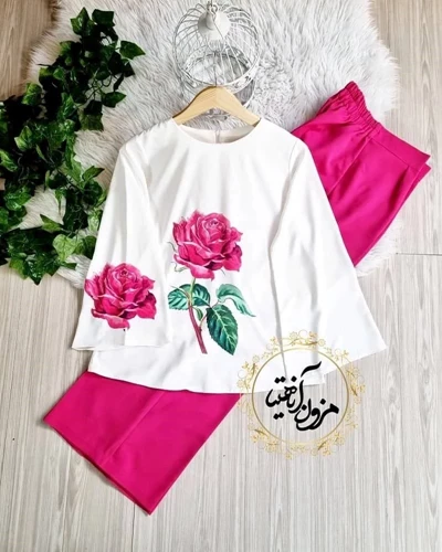 ست شومیز و شلوار رز سرخابی جدید سایز-2XL-تخفیفی