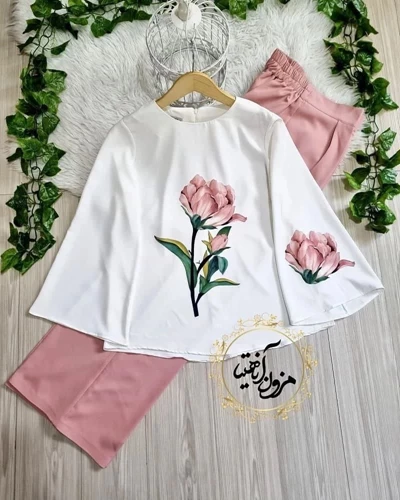 ست شومیز و شلوار رز کالباسی سایز-L-تخفیفی