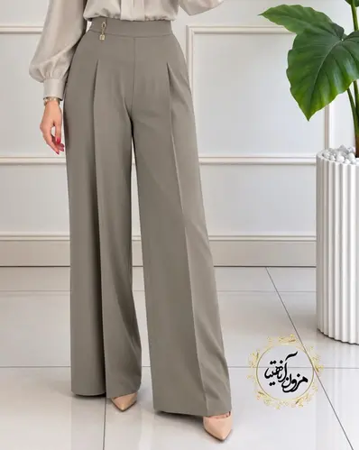شلوار بگ ریزشی خاکی طرح مهدا