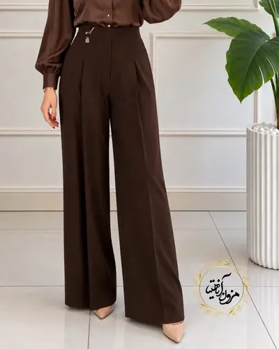 شلوار بگ ریزشی قهوه ای طرح مهدا