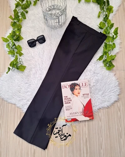 شلوار زنانه جیب نما مشکی طرح دمپا لعیا
