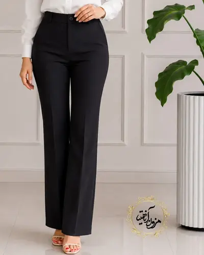 شلوار زنانه جیب نما مشکی طرح دمپا لعیا