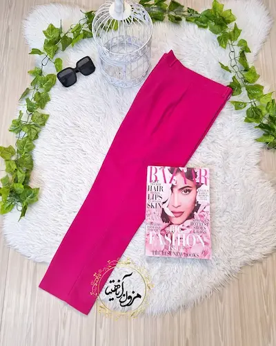 شلوار زنانه راسته سرخابی طرح رایان