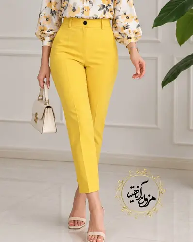 شلوار زنانه زرد طرح پارلا 