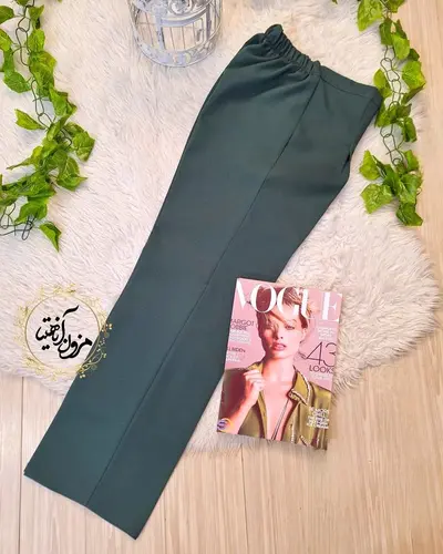 شلوار زنانه سبز تیره طرح نیم بگ ماریسا