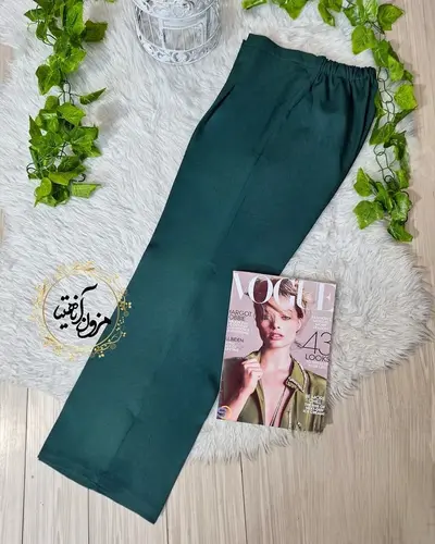 شلوار زنانه سبز کله غازی طرح نیم بگ ماریسا