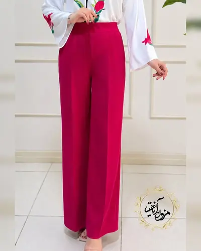 شلوار زنانه سرخابی طرح نیم بگ ماریسا