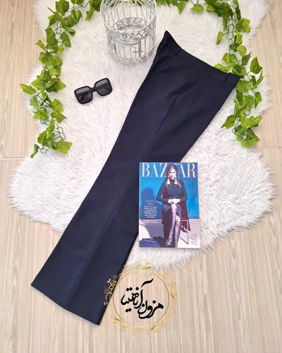 شلوار زنانه سرمه ای طرح دمپا لعیا