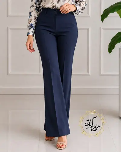 شلوار زنانه سرمه ای طرح دمپا لعیا