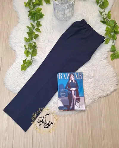 شلوار زنانه سرمه ای طرح نیم بگ ماریسا